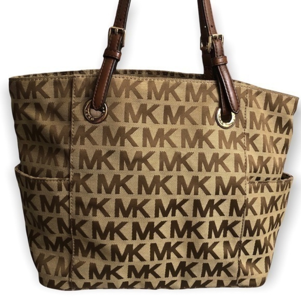 Michael kors signature brown khaki tote bag
